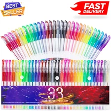 TANMIT Glitter Gel Pens, 33 Colors Neon Glitter Pens Set Gel Art Markers with 40
