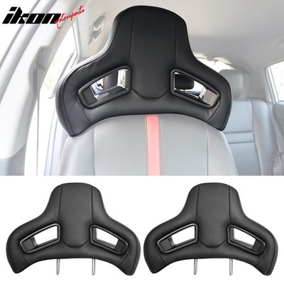 Pair Seat Headrest Neck Cushion BK PU Rod Dia 10mm Space 150mm For Mazda 3/6