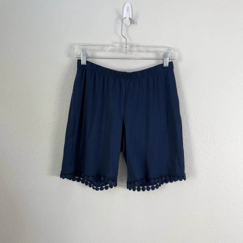 NUEVO Conjunto de Pijama Hanro Rosa Para Mujer Pequeño Azul Marino Profundo Manga Corta Camisa Pantalones Cortos Borde Foto 3 de 4