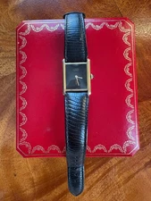 Must de Cartier, mens, vermeil, black face