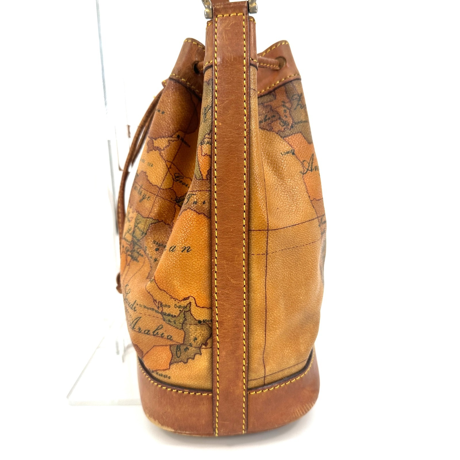 PRIMA CLASSE Shoulder Bag Drawstring Map Leather … - image 7