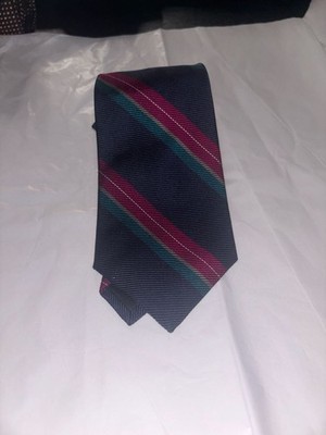 Brixton, LTD. Men's 100% Silk Woven Striped Tie Navy Purple Teal Made in England
