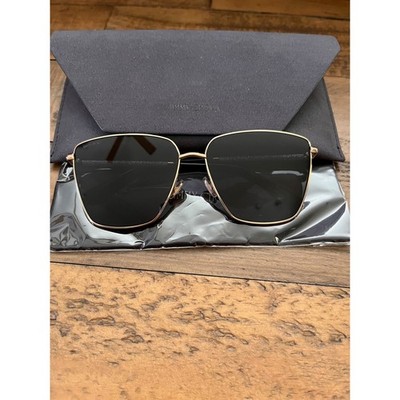 JIMMY CHOO EYEWEAR Lavis Crystal-Embellished Square Gold Frame Sunglasses NEW