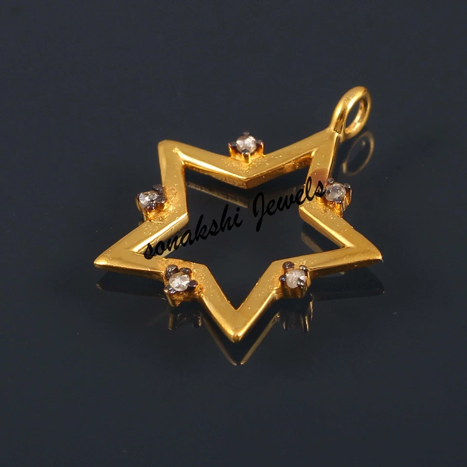 Кулон с бриллиантовой звездой: кулон ручной работы из стерлингового серебра 925 пробы - Изображение 2 из 3