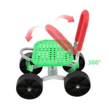 Garden Cart Rolling Stool Work Seat Cart with Wheels 360° Swivel Gardening Helpe