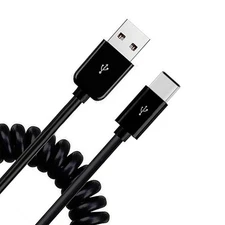 For Samsung Galaxy S23/S24/S25/Plus/Ultra/Edge - USB Cable Coiled Type-C