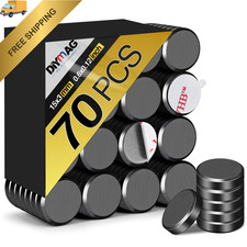 DIYMAG Strong Magnets 70Pcs 0.6x0.12Inch Fridge Refrigerator 15x3mm, black