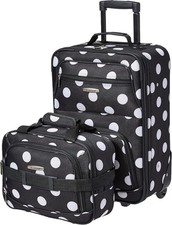 Fashion Softside Upright Luggage Set,Expandable Telescopic Handle Wheel Black