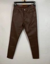 AG Adriano Goldschmied Brown Waxed Farrah Skinny Ankle Jeans Size 26