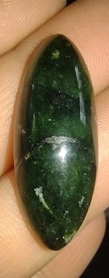 Black Green Nephrite Jade Cabachon Navette Marquis Shape Rare