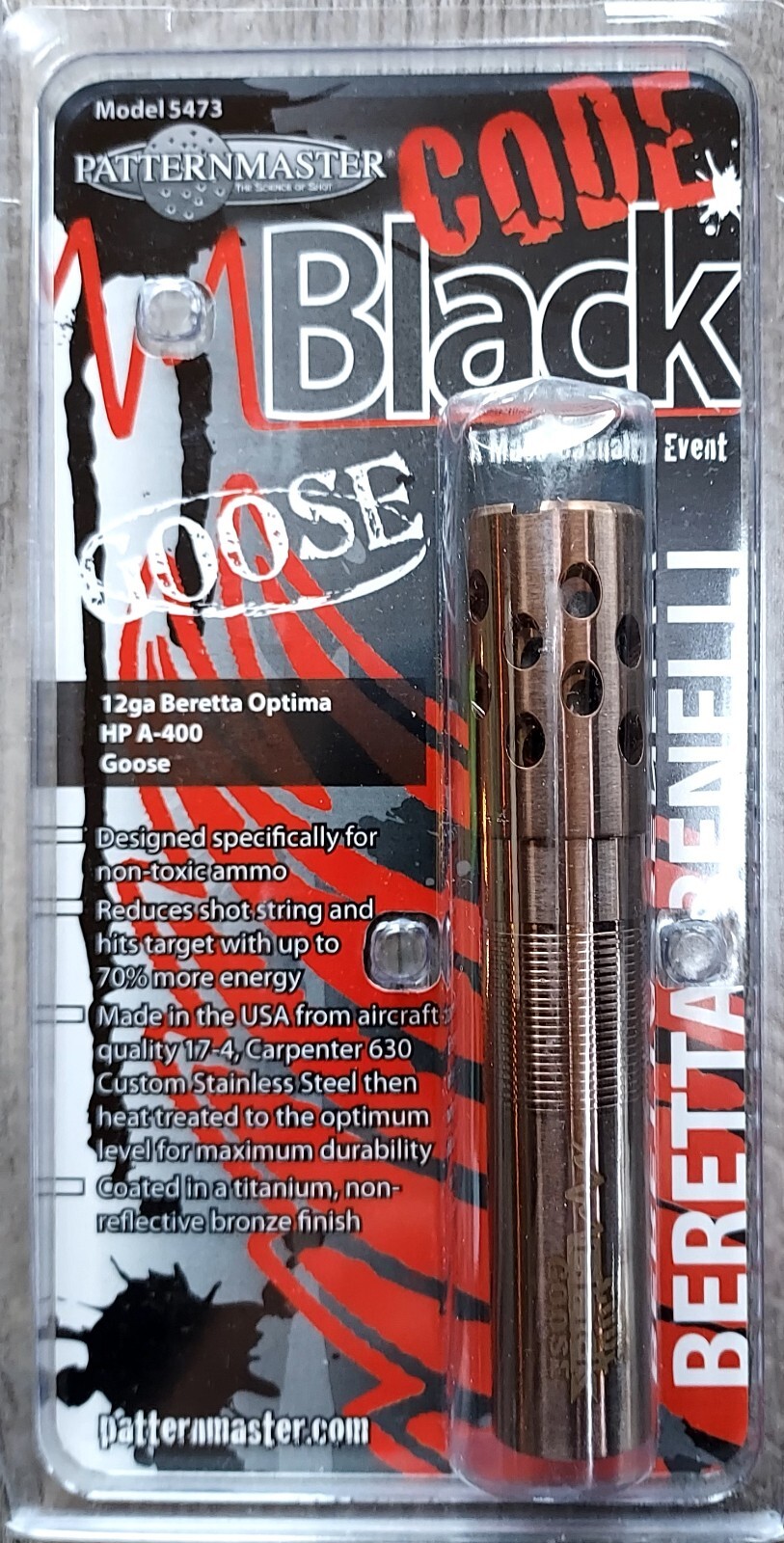 PATTERNMASTER CHOKE FITS BERETTA OPTIMA A-400 12 GA CODE BLACK GOOSE ...