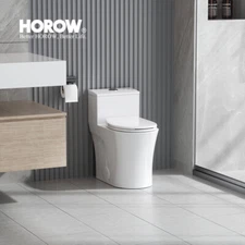 Modern Elongated Toilet One Piece Toilet W/ Comfort Seat ADA Height Dual Flush