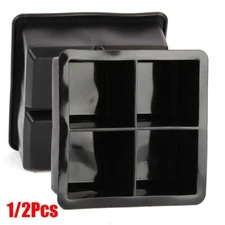1/2PCS Silicone Tray ICE Square Maker Flexible Mold For Cocktails Whiskey 4 Slot