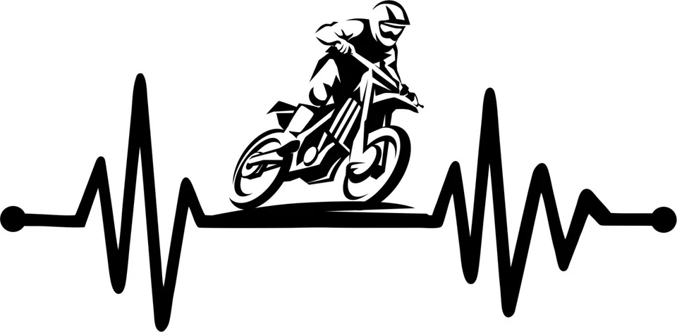 Autoaufkleber Motorrad 132 Moped Sticker Aufkleber Herzlinie Puls Motocross  - Bild 1 von 1