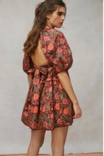 Laura Ashley Sz XS Urban Outfitters Bella Babydoll Mini Dress Puffed Sleeves