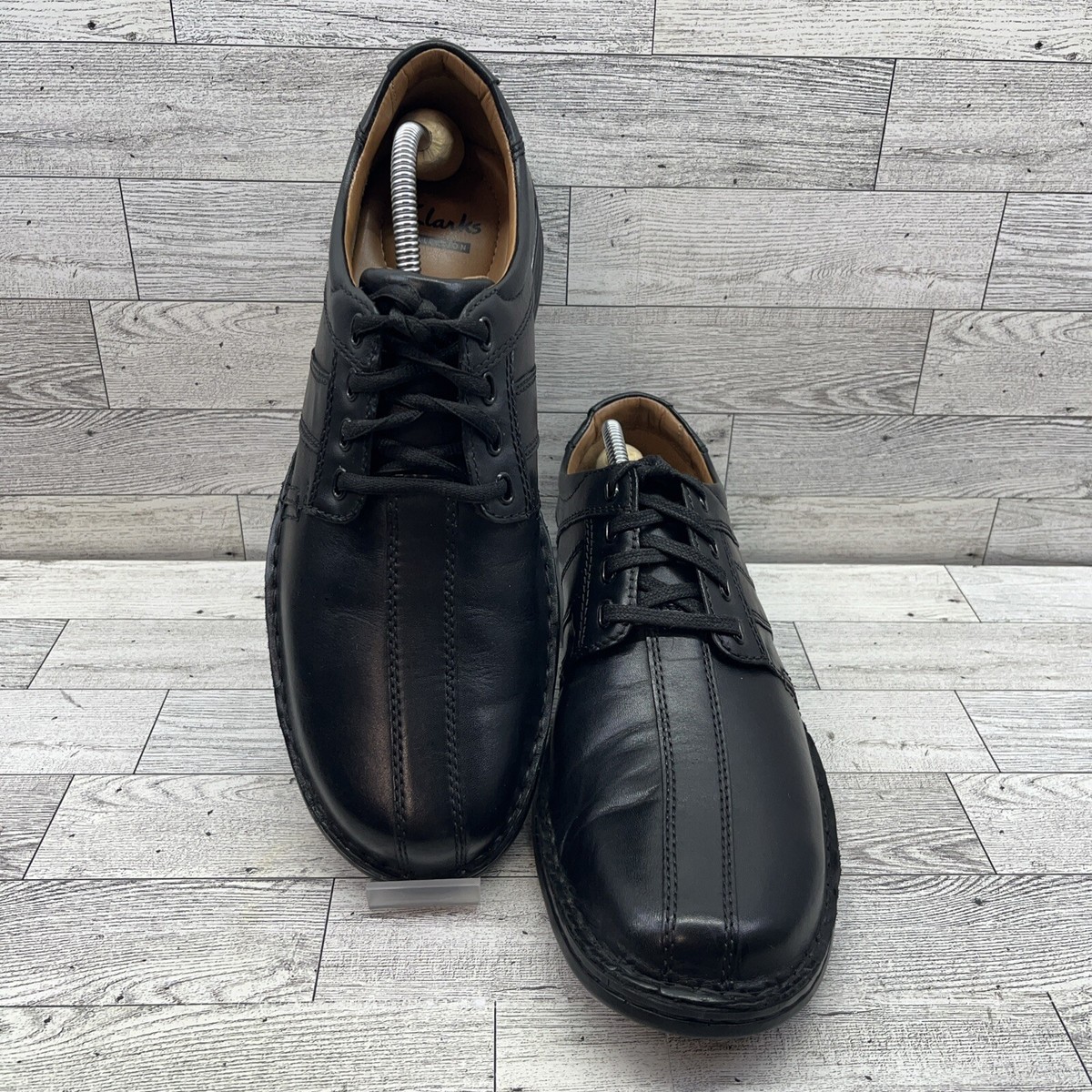 Clarks Touareg Vibe Black Leather Oxford Casual Shoes Men