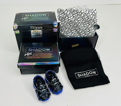 Rainbow Shadow High Mini Accessories Studio Tennis Shoes Black Purple Spikes NEW