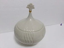 1970's LENOX USA Harlequin Collection Covered Candy Dish USA HAND DECORATED 24k
