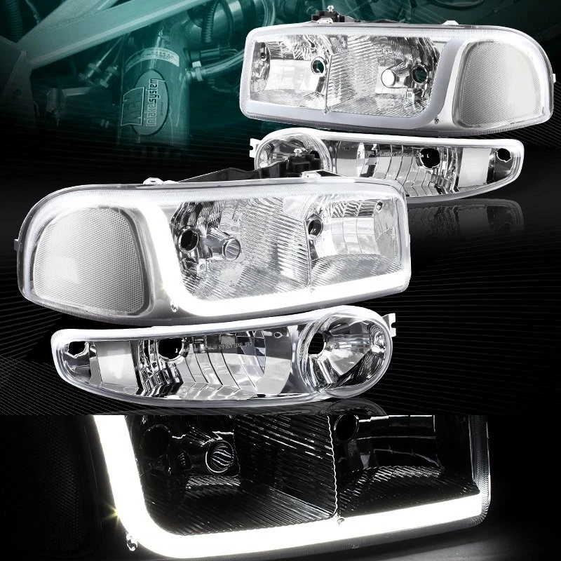 FAROS LED DRL CROMADOS APTOS PARA GMC YUKON/SIERRA DENALI + PARACHOQUES CON REFLECTOR TRANSPARENTE Foto 2 de 4