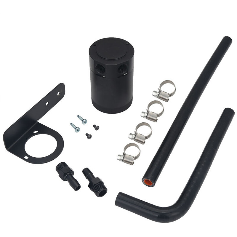 1 Set Car Auto Oil Catch Can Baffled Oil Separator Tank 2 Port With Hose Part