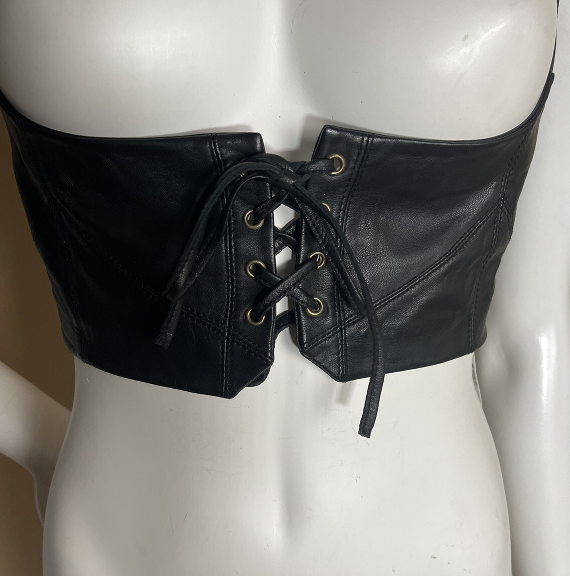 NEW FREE PEOPLE x REVOLVE Black Lamb Leather Hastings Harness Size Small-Medium Free People Black Leather Hastings Corset Belt Harness  main image 2