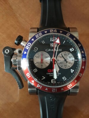 GRAHAM ChronoFighter GMT OVERSIZE 47MM Dual TimeZone MEN'S AUTOMATIC SWISS WATCH