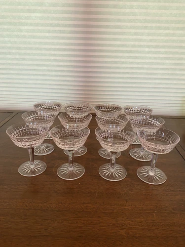STUNNING VTG SET(12) WATERFORD Crystal GLENMORE Champagne Glasses SIGNED 4.75"H
