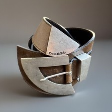 Diesel Women Buckle Logo Leather Belt 80/32 B...