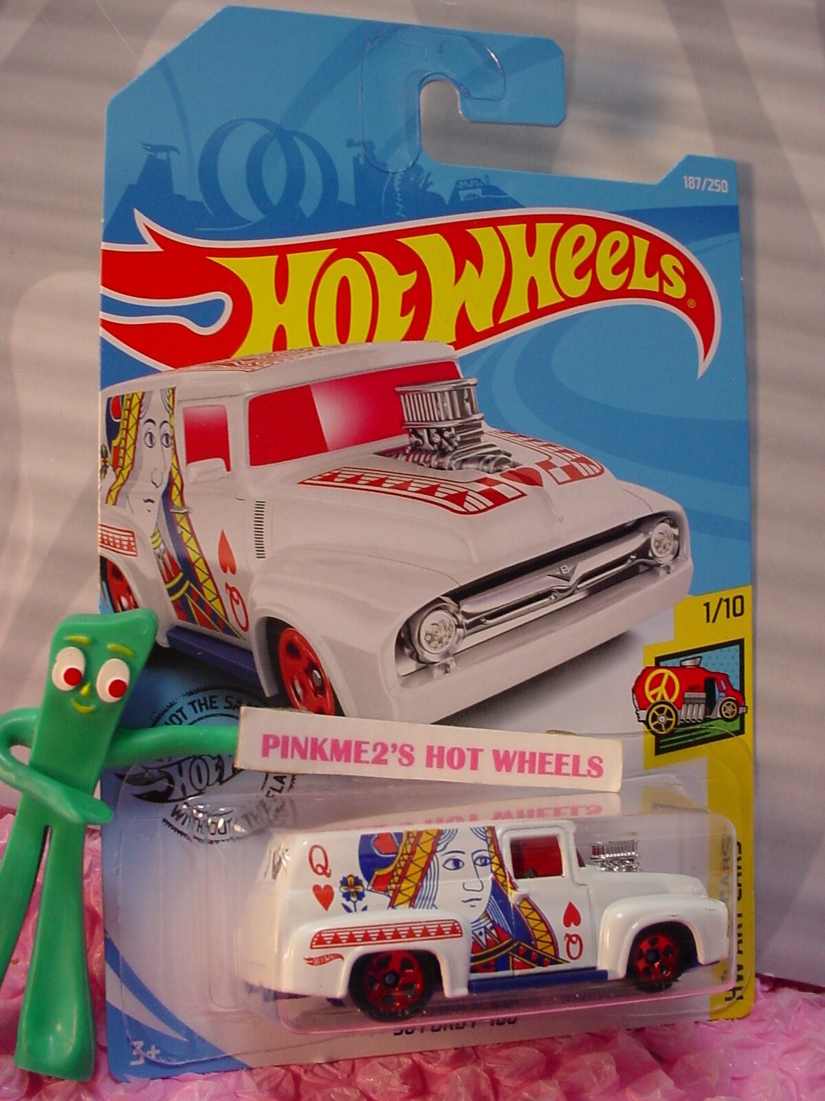 2019 i Hot Wheels '56 FORD F100 187 ☮ white;QUEEN HEARTS💕ART CARS