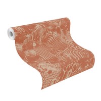 Vliestapete Rasch Afrika Tiger VöGel Orange-Rot Kalahari 704723 (4,87€/1Qm)