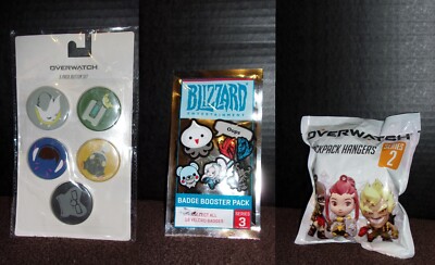 Blizzard Gear! Overwatch Buttons, Badges, Clips!! LOT NEW!!