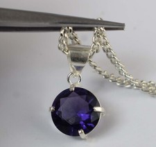 12 Carat Natural Violet Amethyst 14 x 14 mm Round Gemstone Certified Pendant