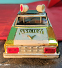 VINTAGE POLICE P.D. DIRECTORY FRICTION TIN TOY CAR 60's CHINA SIRENS SPINNING