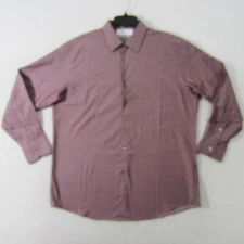 Geoffrey Beene Shirt Mens Large Maroon White Button Up Office Dress Casual 2152