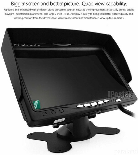 HD 7" Quad Monitor Backup Camera Night Vision 12/24V For Truck Rear View Reverse - Picture 5 of 13