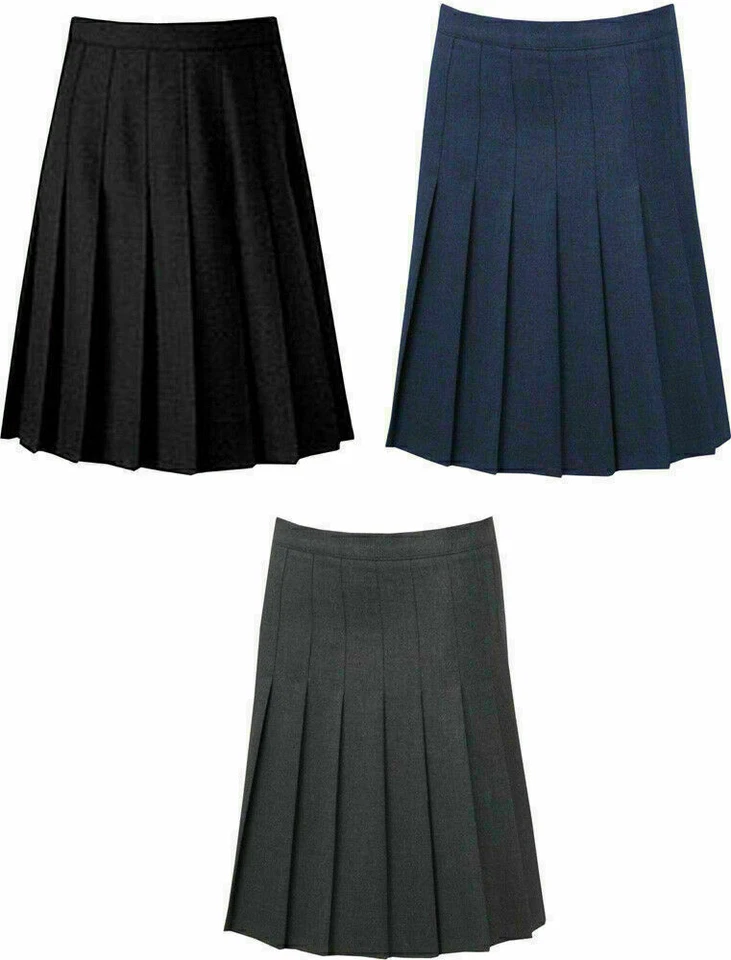 METLUQ Girls Women All Round Knife Pleated School Uniform Mini Skirt Knee Length Skirt