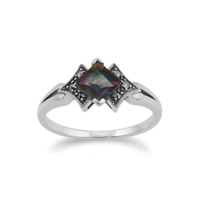 Anillo Vintage Marcasita Hoja Plata 925, 0.468ct