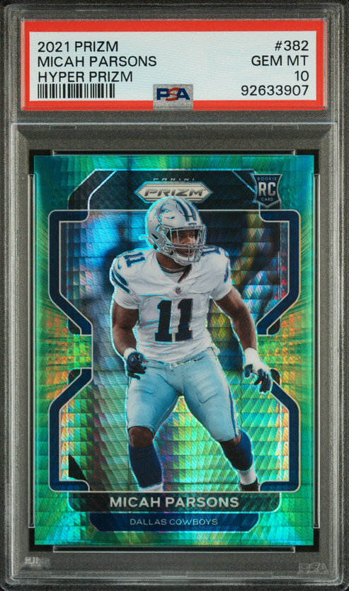 2021 Panini Prizm Micah Parsons Hyper Prizm #382 Rookie RC PSA 10 #/175