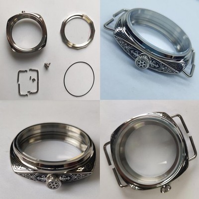 45mm Edelstahl Geschnitzte Uhrengehäuse Für ETA 6497/6498, ST36 Uhrwerk