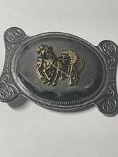 Horses Covered Wagon Cowboy Vintage Western Belt Buckle Silver Gold Tone Bu6
