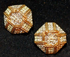 Vtg Holiday Swarovski Jeweler's Collection Gold Tone Pave Crystal Clip Earrings — photo 2