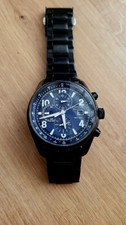 Citizen Eco Drive CA0365 Chronograph Black S/S Ion-Plated Mens Watch Blue Dial