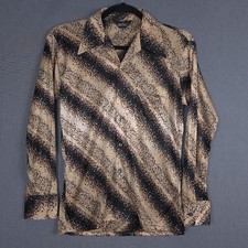 Vintage 1970s Puritan Dagger Collar Disco Shirt Mens Large Long Sleeve USA Made