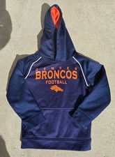 Denver Broncos Navy Blue Orange Hoodie Sweatshirt YOUTH Size X-Small 4/5