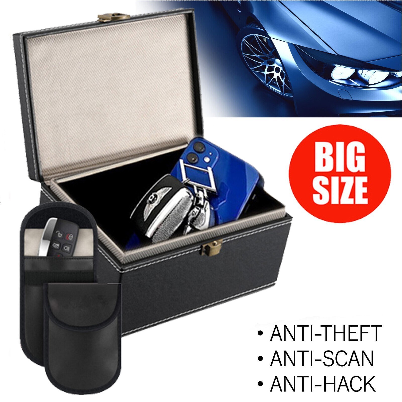 Faraday Box, Car Key Fob Protector, Signal Blocker Keyless ,RFID Signal Blocking