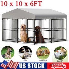 10x10x6 FT Dog Cage Pet House Large Outdoor Dog Kennel with Roof  Safety Locks