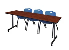 Regency Kobe 48 x 24 in. Mobile TBase Training Table 2 M Stack Chairs