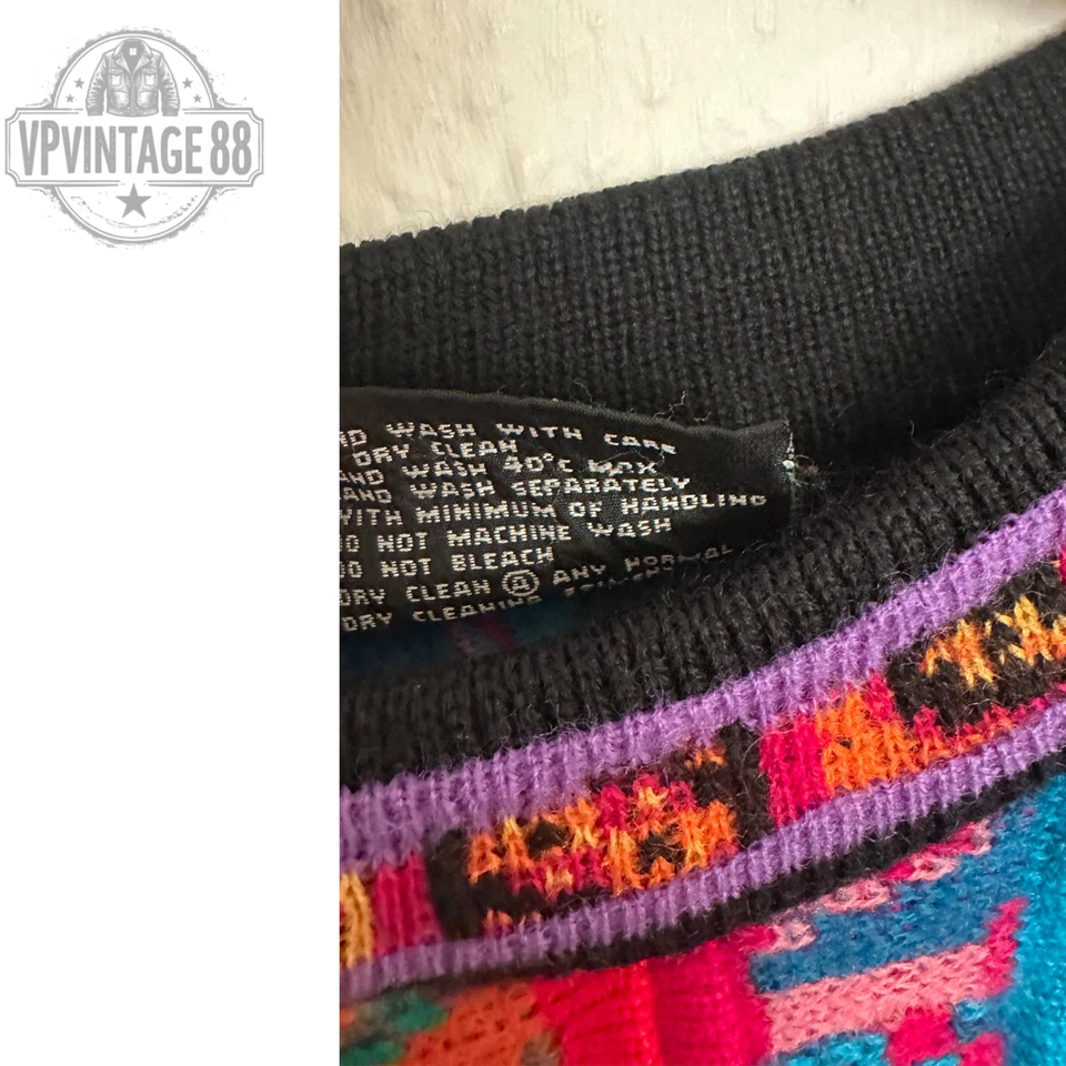 Vintage Coogi 90s Australia Knit Sweater Unisex Bold 3D Colourful Rare Jumper - Image 3 of 4