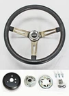 76-95 Jeep CJ7 CJ5 YJ Wrangler Cherokee Black Grip Stainless Steering Wheel 15"