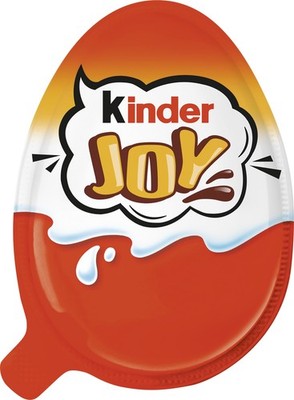 Joy   Überraschungsei   Eine Hälfte mit Milch und Kakaocreme mit Knusperkugel...